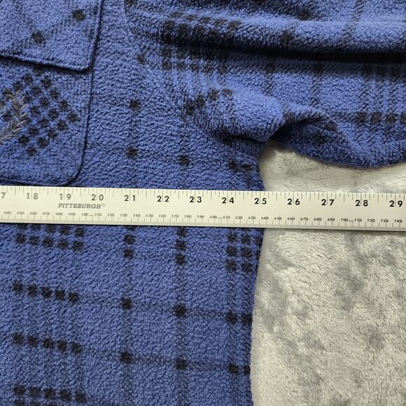 PINK Victoria's Secret Jacket Womens XL Blue Oversized Reverse Fleece Shacket - Picture 9 of 11